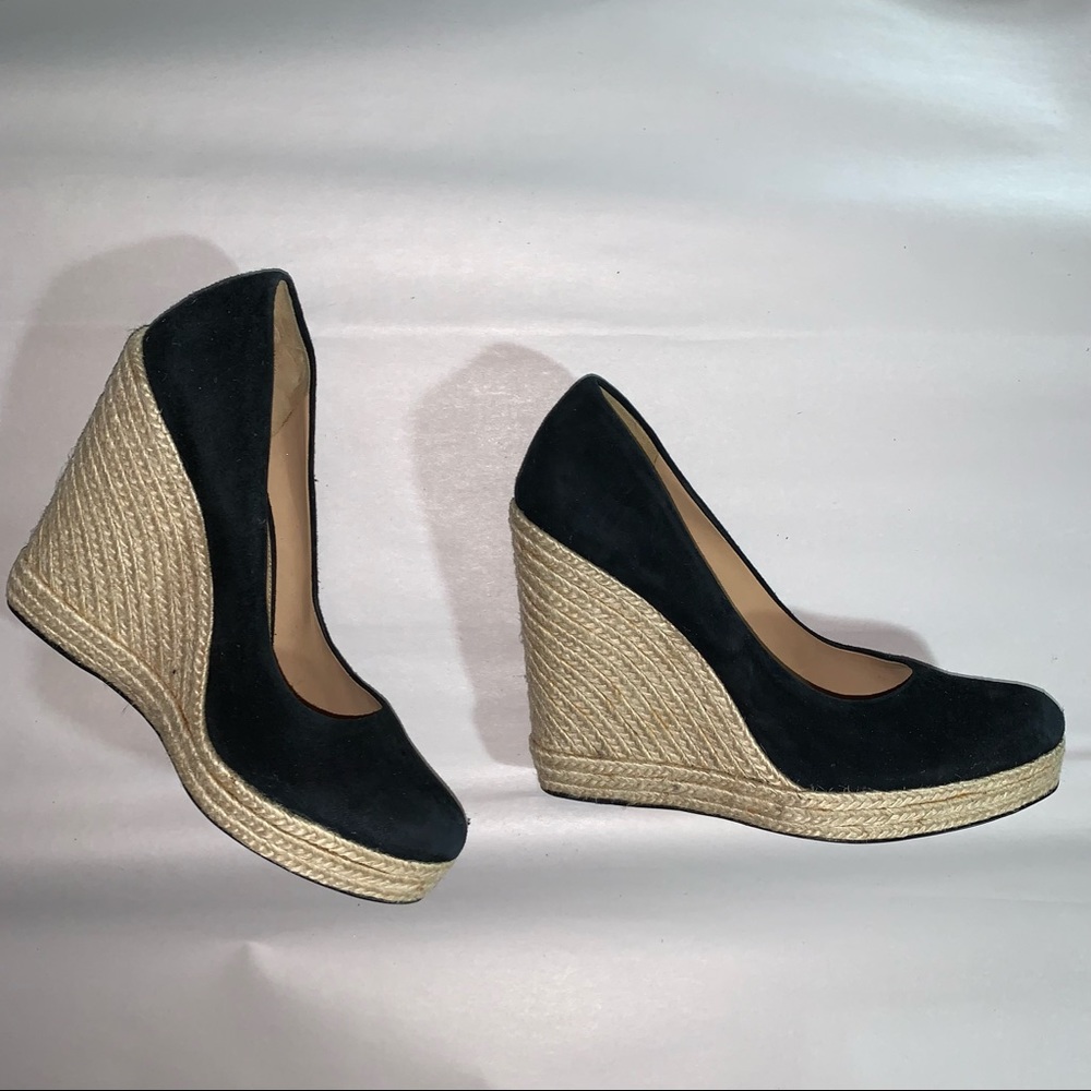 🍔SOLD🍔SALVATORE FERRAGAMO size 10  suede PLATFORM wedge heel ESPADRILLE pumps - Picture 8 of 12
